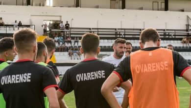 Ovarense em apresentação oficial na Praça da República