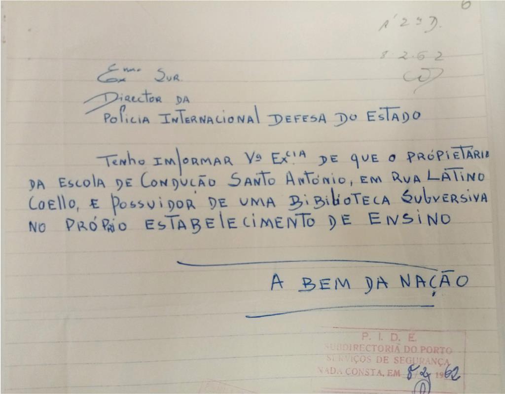 A carta do gerente Miguel B. a pedir a intervenção da PIDE