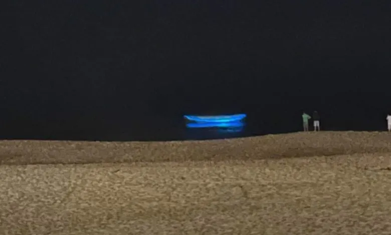 Maré bioluminescente na praia do Furadouro Maré bioluminescente na praia do Furadouro