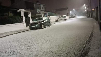 Madrugada de granizo “pintou” Ovar de branco