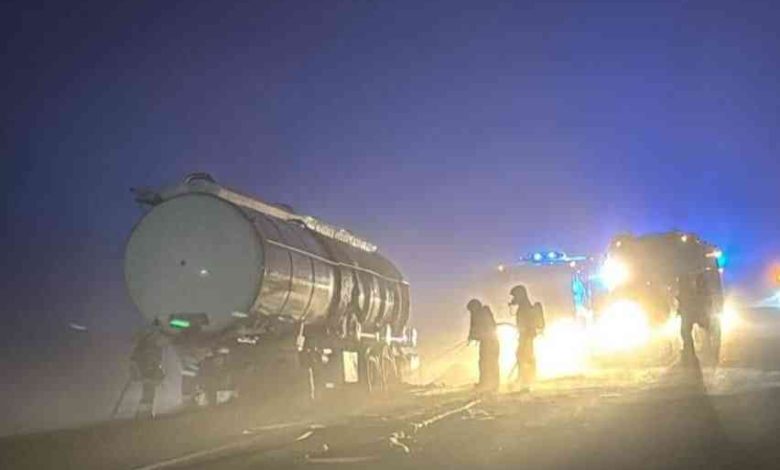 Camião-cisterna a arder na A29 em Ovar Camião-cisterna a arder na A29 em Ovar
