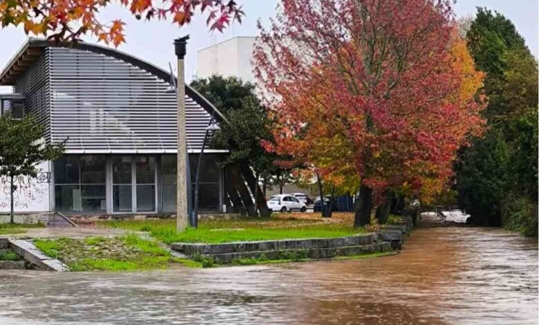 Rio Cáster transborda na cidade de Ovar