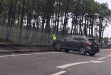 Lençol de água na via causa despiste na EN327 Lençol de água na via causa despiste na EN327