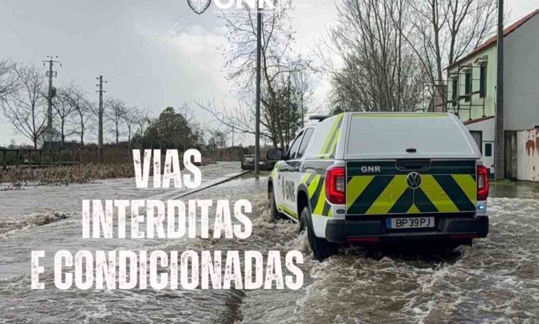 Vias interditas ou condicionadas devido ao mau tempo