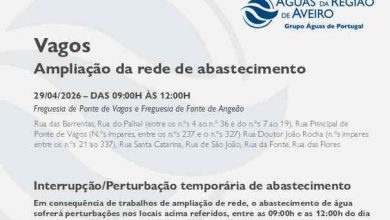 Ampliação da rede de abastecimento no Município de Vagos obriga à suspensão temporária do abastecimento