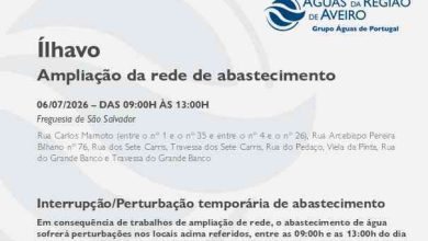 Ampliação da rede no Município de Ílhavo obriga à suspensão temporária do abastecimento de água