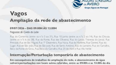Ampliação da rede em Vagos obriga à suspensão temporária do abastecimento
