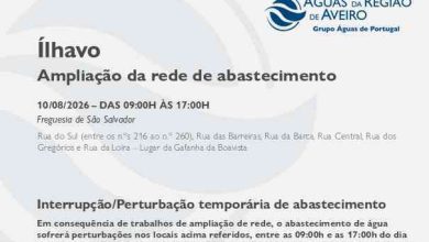 Ampliação da rede no Município de Ílhavo obriga à suspensão temporária do abastecimento