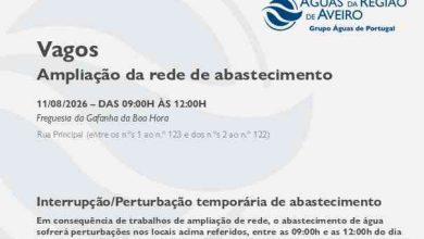 Ampliação da rede no Município de Vagos obriga à suspensão temporária do abastecimento