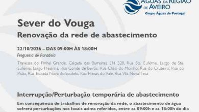 Suspensão temporária do abastecimento no Município de Sever do Vouga